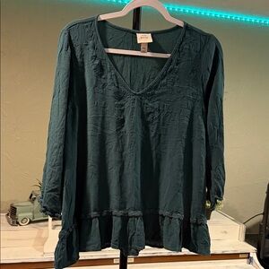 Knox Rose Teal V-Neck Blouse